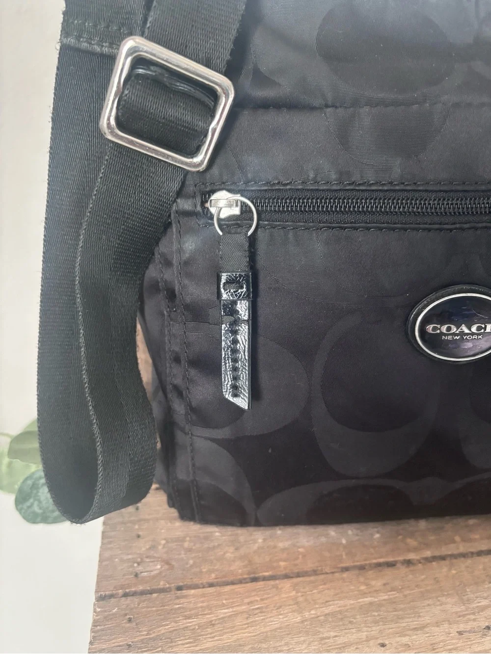 Coach Getaway File Black Signature Nylon Messenger Crossbody Bag